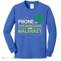 Prone To Shenanigans And Malarkey Funny Ireland Leprechaun Irish Gift Kids Long Sleeve Shirt thumb 0