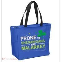 Prone To Shenanigans And Malarkey Funny Ireland Leprechaun Irish Gift Tote Bag thumb 2