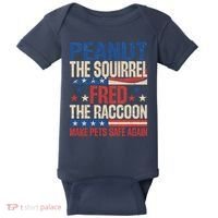 Peanut The Squirrel Fred The Raccoon Make Pets Safe Again Baby Bodysuit thumb 0