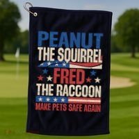 Peanut The Squirrel Fred The Raccoon Make Pets Safe Again Golf Towel thumb 1