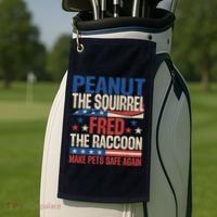Peanut The Squirrel Fred The Raccoon Make Pets Safe Again Golf Towel thumb 2