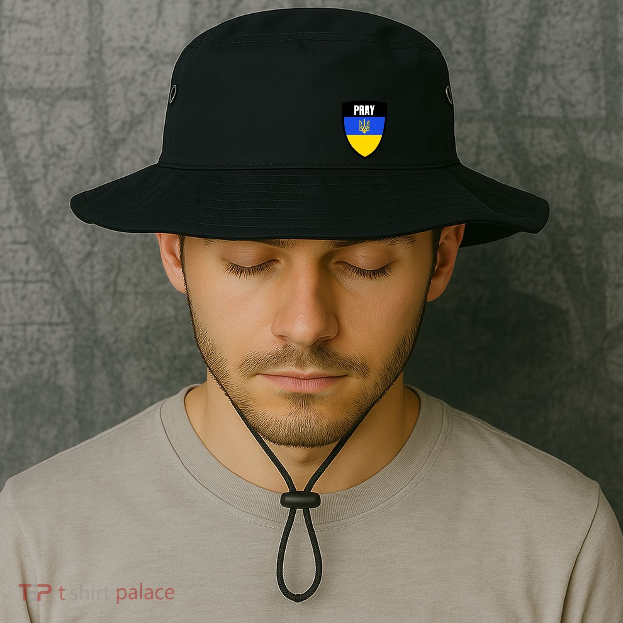 Pray Tactical Support Ukrainian Flag Shield I Stand With Ukraine Military Bucket Hat