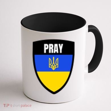 Pray Tactical Support Ukrainian Flag Shield I Stand With Ukraine Military Coffee Mug back