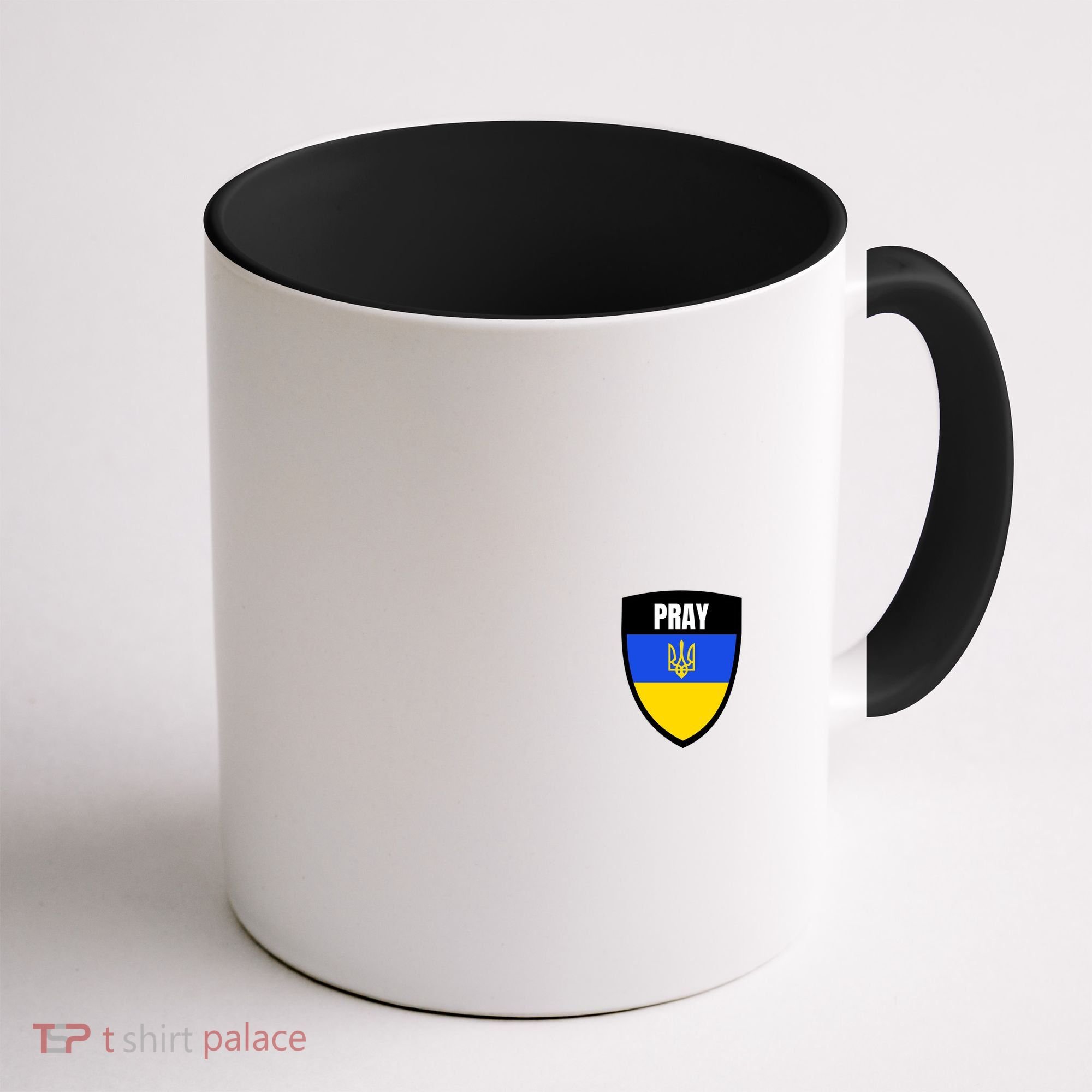 Pray Tactical Support Ukrainian Flag Shield I Stand With Ukraine Military Coffee Mug