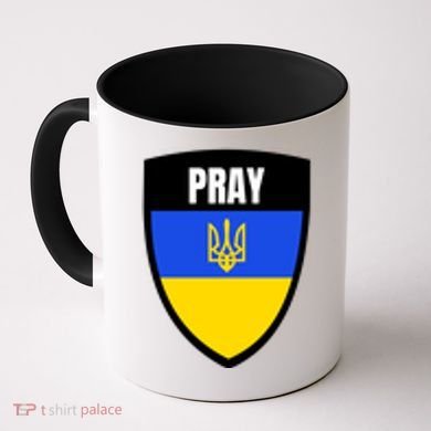 Pray Tactical Support Ukrainian Flag Shield I Stand With Ukraine Military Coffee Mug