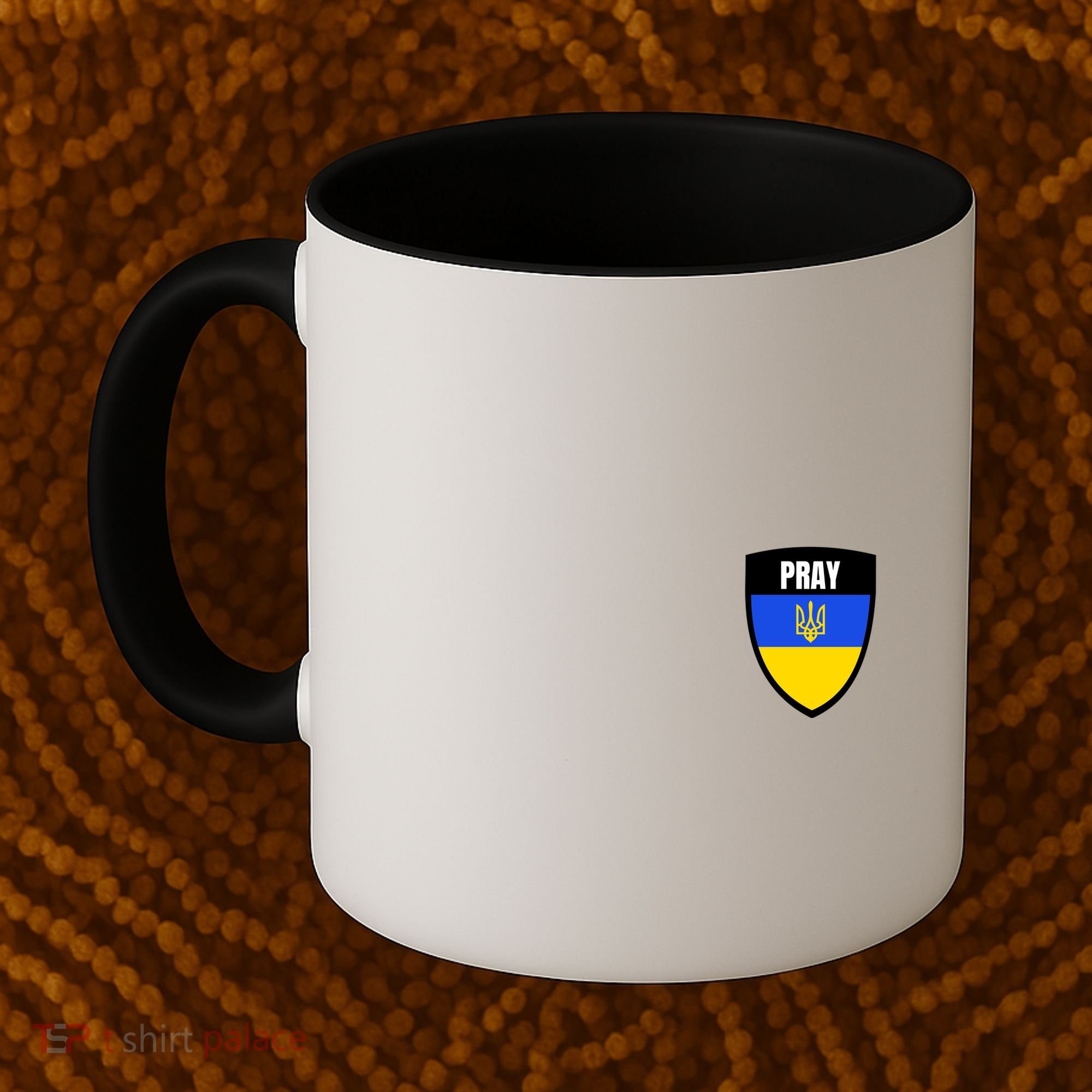 Pray Tactical Support Ukrainian Flag Shield I Stand With Ukraine Military Coffee Mug