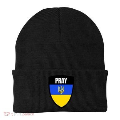 Pray Tactical Support Ukrainian Flag Shield I Stand With Ukraine Military Beanie