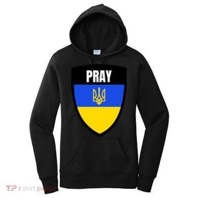 Pray Tactical Support Ukrainian Flag Shield I Stand With Ukraine Military Women's Hoodie