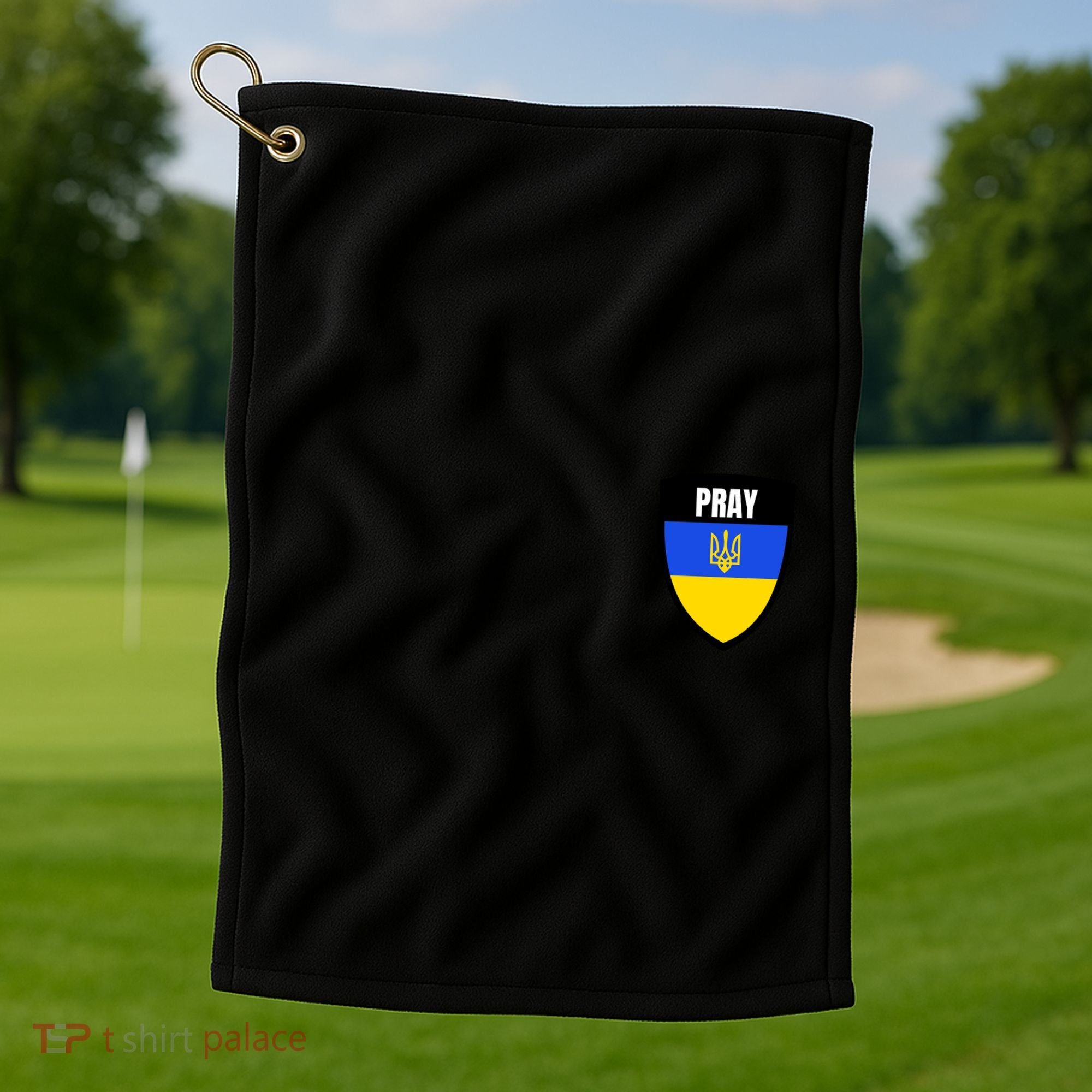 Pray Tactical Support Ukrainian Flag Shield I Stand With Ukraine Military Golf Towel