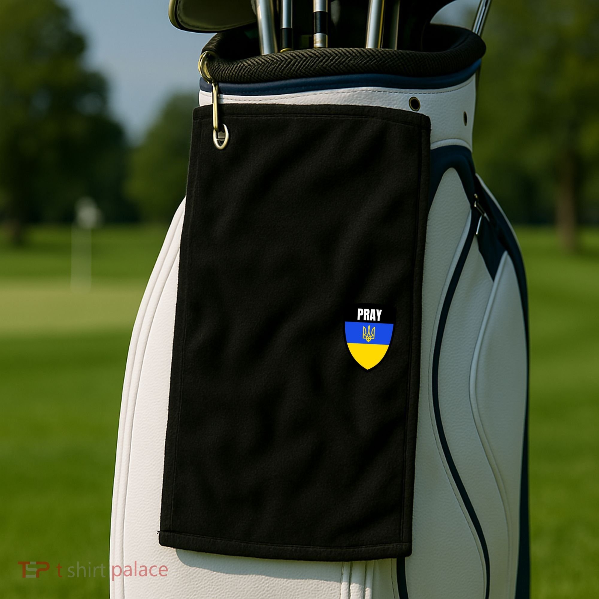Pray Tactical Support Ukrainian Flag Shield I Stand With Ukraine Military Golf Towel