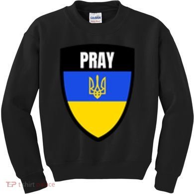 Pray Tactical Support Ukrainian Flag Shield I Stand With Ukraine Military Kids Sweatshirt
