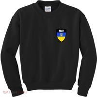 Pray Tactical Support Ukrainian Flag Shield I Stand With Ukraine Military Kids Sweatshirt thumb 0
