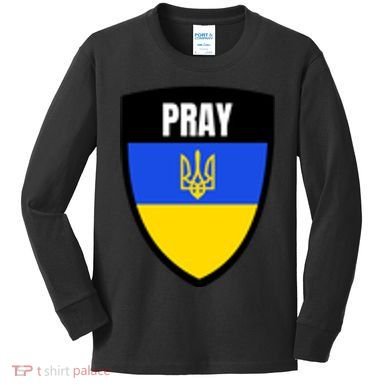 Pray Tactical Support Ukrainian Flag Shield I Stand With Ukraine Military Kids Long Sleeve Shirt