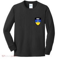 Pray Tactical Support Ukrainian Flag Shield I Stand With Ukraine Military Kids Long Sleeve Shirt thumb 0