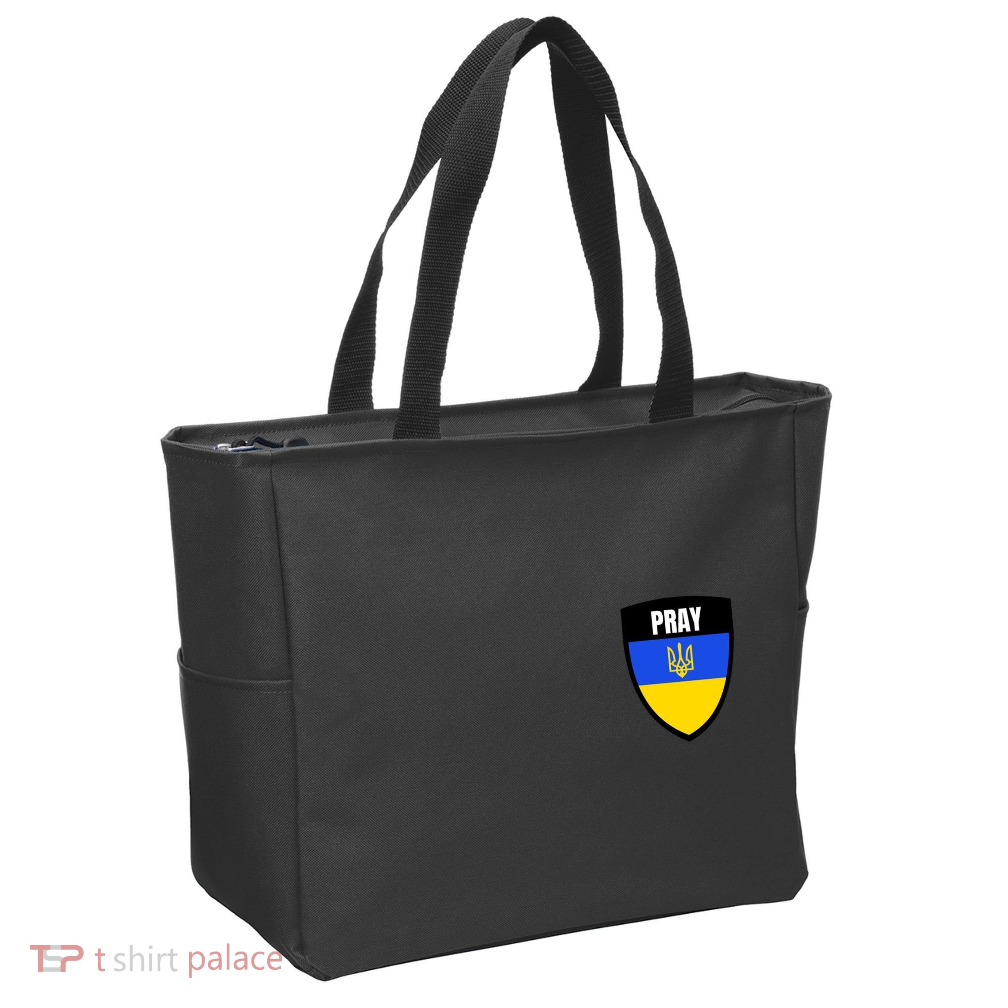 Pray Tactical Support Ukrainian Flag Shield I Stand With Ukraine Military Tote Bag