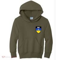Pray Tactical Support Ukrainian Flag Shield I Stand With Ukraine Military Kids Hoodie thumb 0