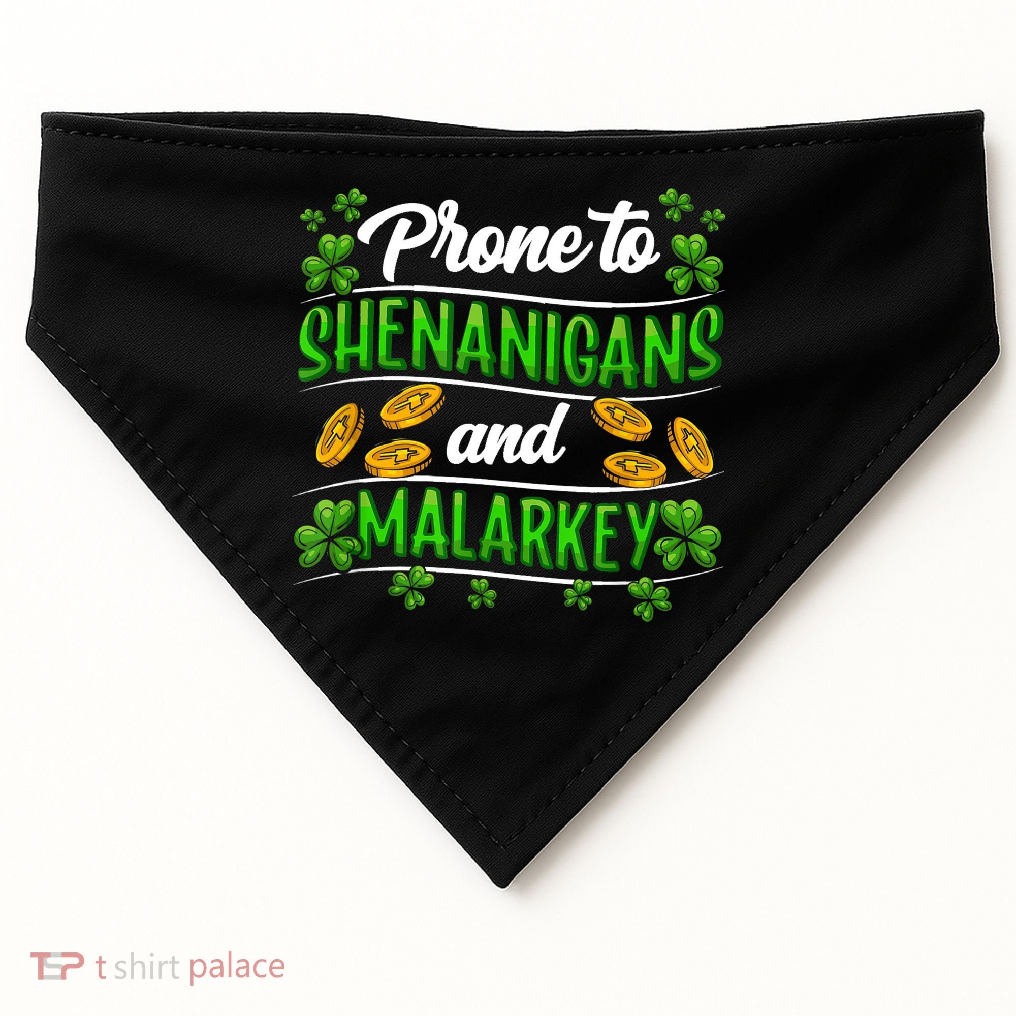 Prone To Shenanigans And Malarkey Leprechaun Funny Ireland Irish Gift USA-Made Doggie Bandana