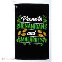 Prone To Shenanigans And Malarkey Leprechaun Funny Ireland Irish Gift Golf Towel thumb 0