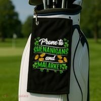 Prone To Shenanigans And Malarkey Leprechaun Funny Ireland Irish Gift Golf Towel thumb 2