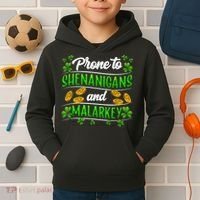 Prone To Shenanigans And Malarkey Leprechaun Funny Ireland Irish Gift Kids Hoodie thumb 2