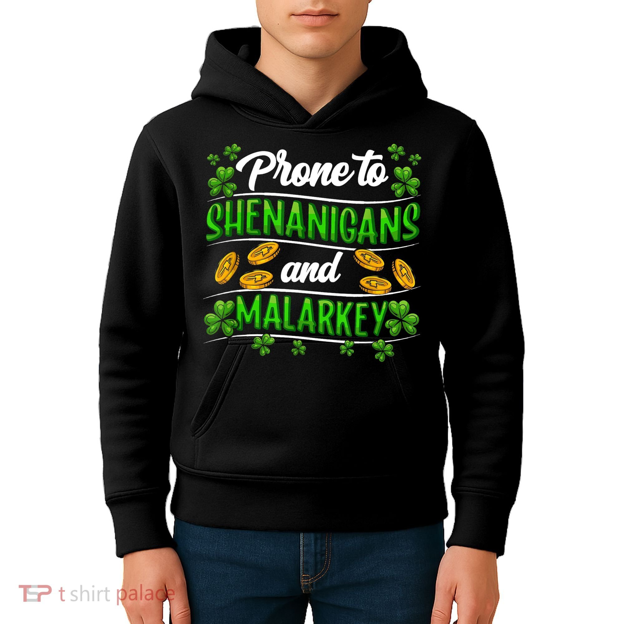 Prone To Shenanigans And Malarkey Leprechaun Funny Ireland Irish Gift Kids Hoodie