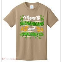 Prone To Shenanigans And Malarkey Leprechaun Funny Ireland Irish Gift Kids T-Shirt thumb 0