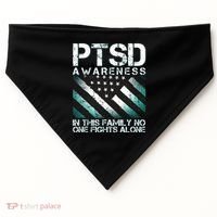 PTSD Awareness In This Family No One Fights Alone USA-Made Doggie Bandana thumb 0