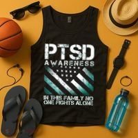 PTSD Awareness In This Family No One Fights Alone Tank Top thumb 4