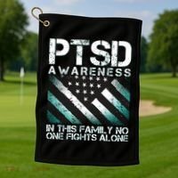 PTSD Awareness In This Family No One Fights Alone Golf Towel thumb 1