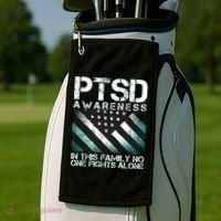 PTSD Awareness In This Family No One Fights Alone Golf Towel thumb 2