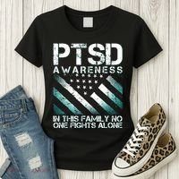 PTSD Awareness In This Family No One Fights Alone Women's T-Shirt thumb 3