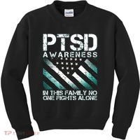 PTSD Awareness In This Family No One Fights Alone Kids Sweatshirt thumb 0