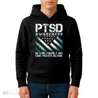 PTSD Awareness In This Family No One Fights Alone Kids Hoodie thumb 4
