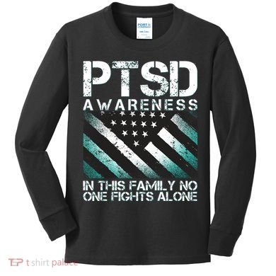PTSD Awareness In This Family No One Fights Alone Kids Long Sleeve Shirt
