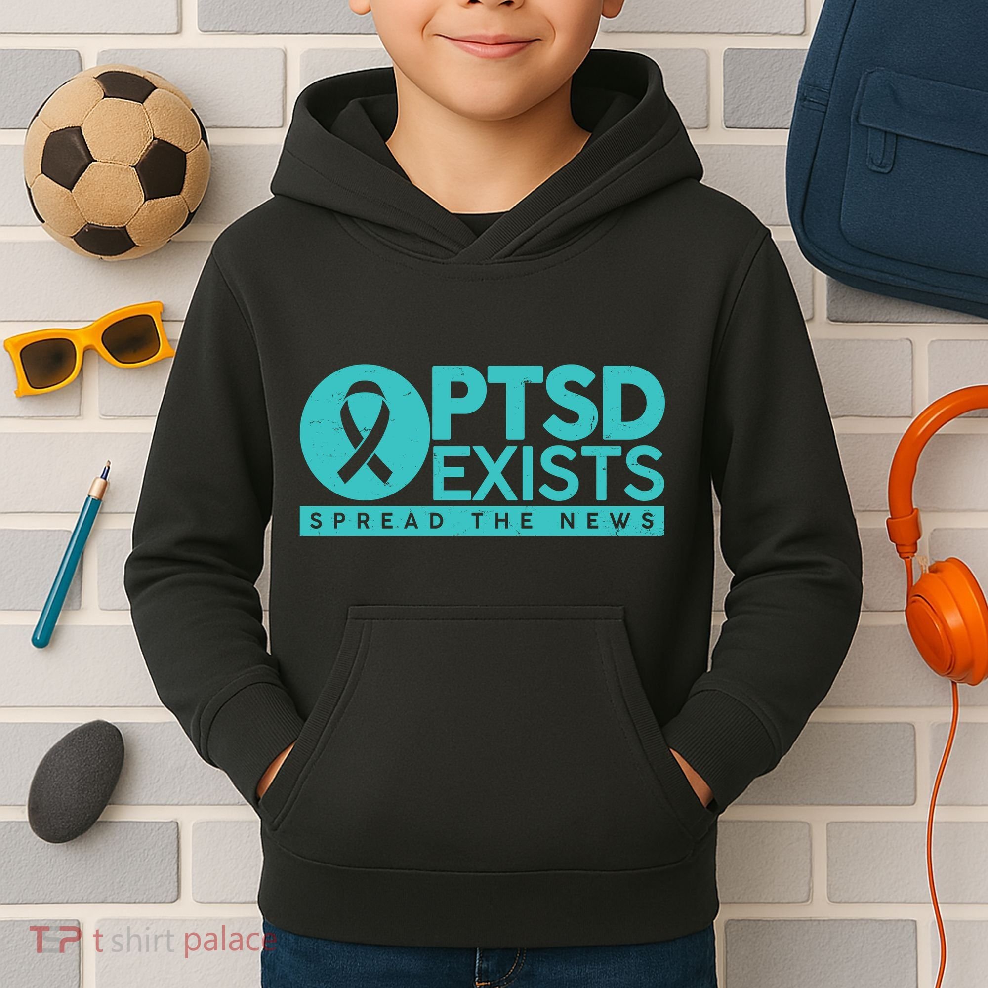 PTSD Exists Spread The News Kids Hoodie