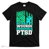 PTSD Flag Not All Wounds Are Visible T-Shirt thumb 0