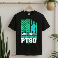 PTSD Flag Not All Wounds Are Visible T-Shirt thumb 2
