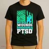 PTSD Flag Not All Wounds Are Visible T-Shirt thumb 3