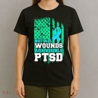 PTSD Flag Not All Wounds Are Visible T-Shirt thumb 4