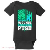 PTSD Flag Not All Wounds Are Visible Baby Bodysuit thumb 0