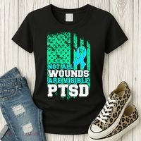 PTSD Flag Not All Wounds Are Visible Women's T-Shirt thumb 3