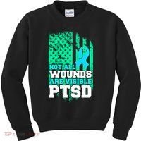 PTSD Flag Not All Wounds Are Visible Kids Sweatshirt thumb 0