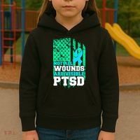 PTSD Flag Not All Wounds Are Visible Kids Hoodie thumb 3