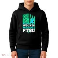 PTSD Flag Not All Wounds Are Visible Kids Hoodie thumb 4