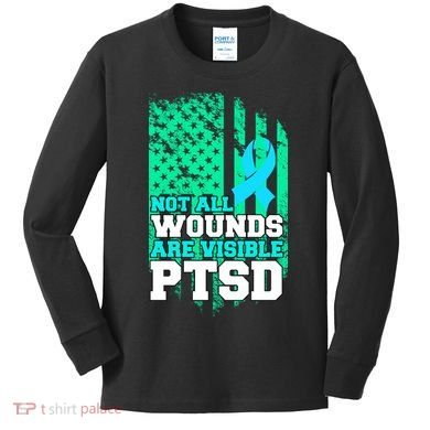PTSD Flag Not All Wounds Are Visible Kids Long Sleeve Shirt