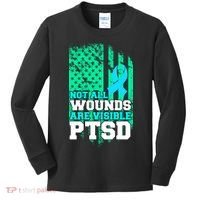 PTSD Flag Not All Wounds Are Visible Kids Long Sleeve Shirt thumb 0