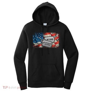 PTSD Not All Wounds Are Visible Dog Tags Women's Hoodie