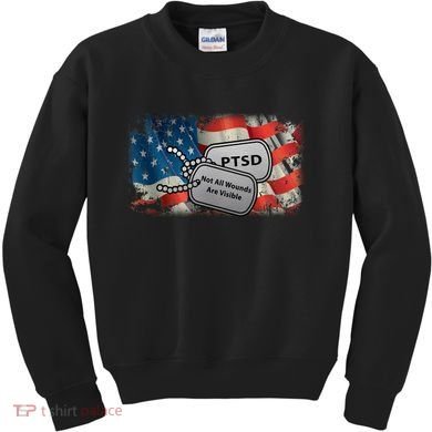 PTSD Not All Wounds Are Visible Dog Tags Kids Sweatshirt