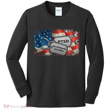 PTSD Not All Wounds Are Visible Dog Tags Kids Long Sleeve Shirt