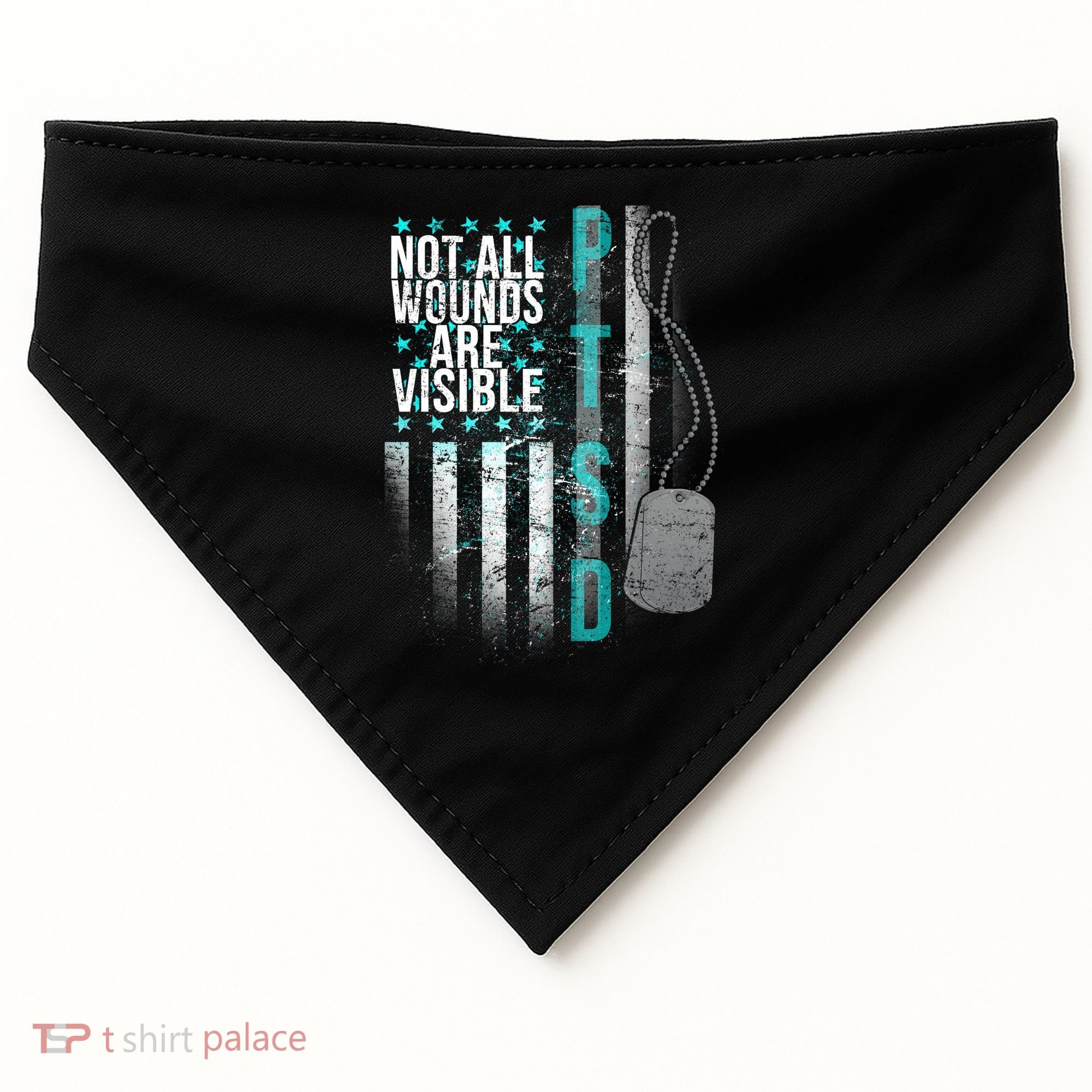 PTSD Veteran Not All Wounds Are Visible  USA-Made Doggie Bandana